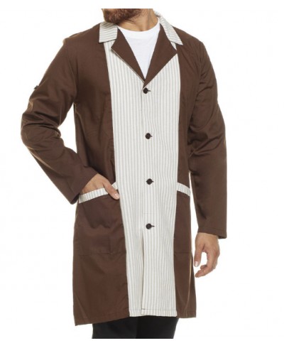 CAMICE UOMO BICOLORE RIGA MARRONE/BEIGE