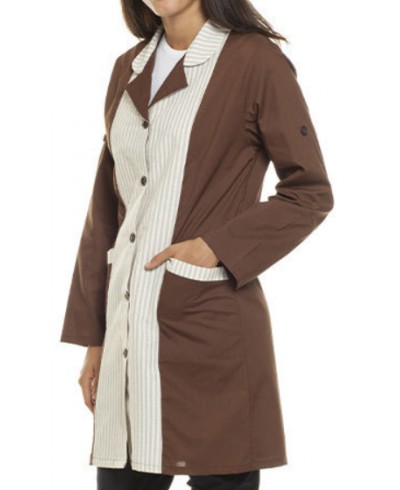 CAMICE DONNA BICOLORE RIGA MARRONE/BEIGE